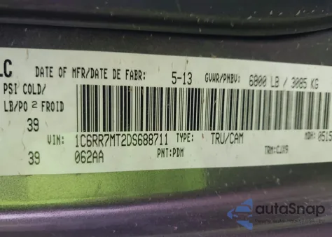 2013 Ram 1500 Sport z USA, uszkodzony, nr VIN 1C6RR7MT2DS688711